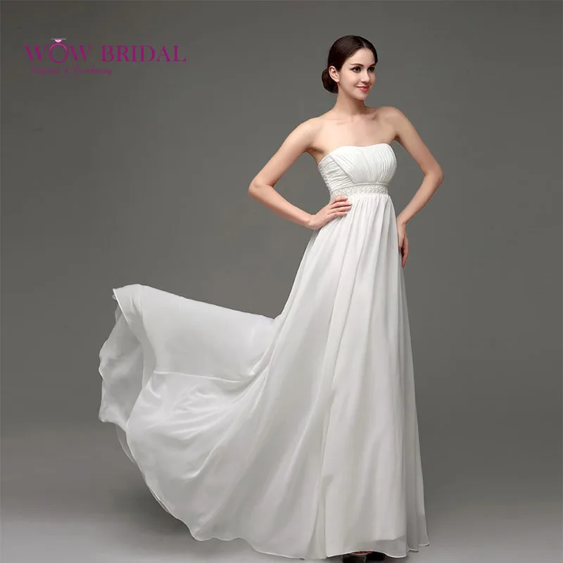 Wowbridal 2016 белый шифон турецком стиле свадебное платье талия империи свадебные