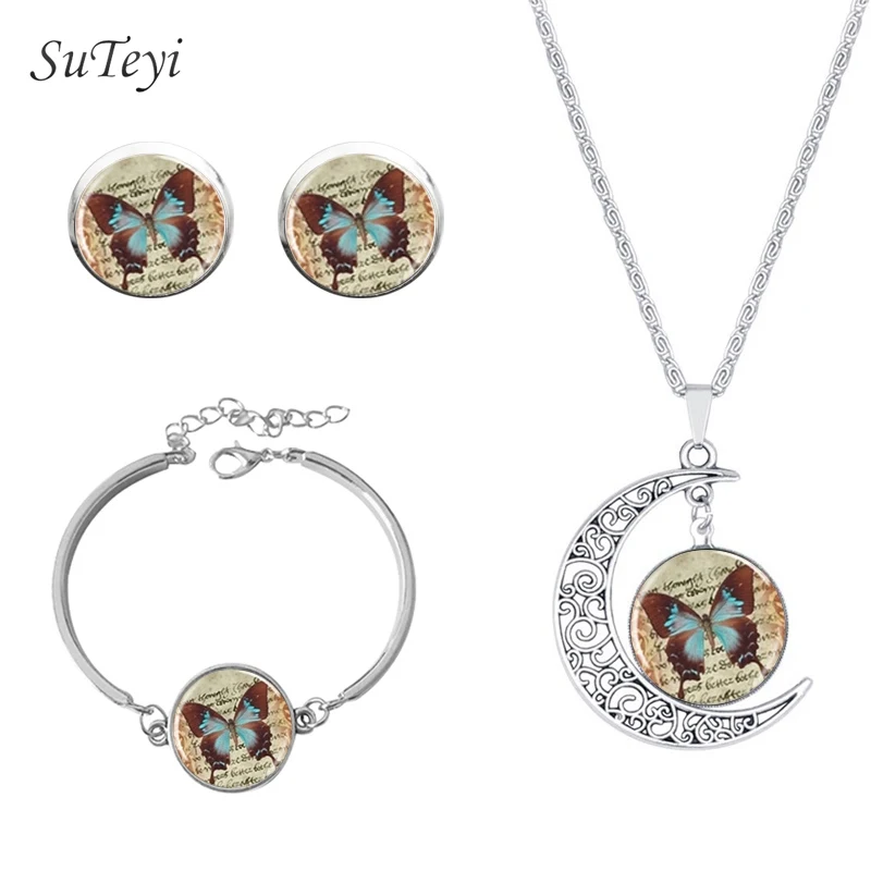 Ювелирный Комплект из колье серёг и браслета с изображением Луны|jewelry sets|earrings