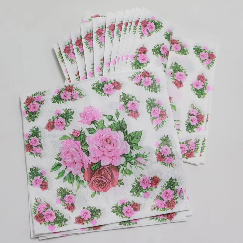 Wedding Events Party Theme Kids Favors Decoration Printing Flower Paper Napkins Baby Shower Happy Birthday Supplies 33cm*33cm | Дом и сад