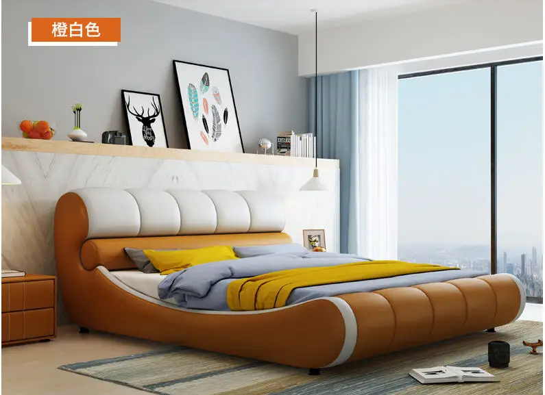 Кровать из натуральной бычьей кожи мягкие кровати спальня горит muebles de dormitorio yatak