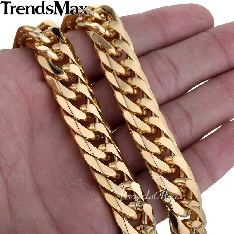 Trendsmax мужское ожерелье 316L нержавеющая сталь цепь для мужчин Золотой Тон
