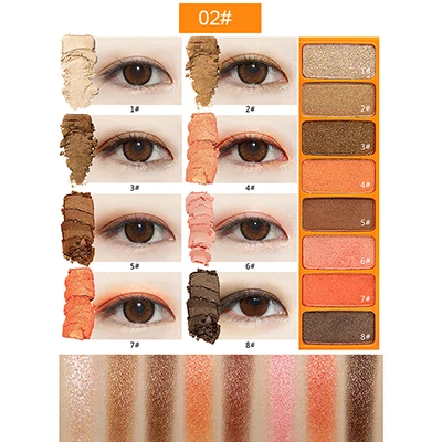 NOVO Naked Eye Shadow Shimmer 8 цветов натуральный мультфильм матовые тени для век Палитра Макияж Профессиональная Горячая Распродажа Make Up Nude Basic - Цвет: 02