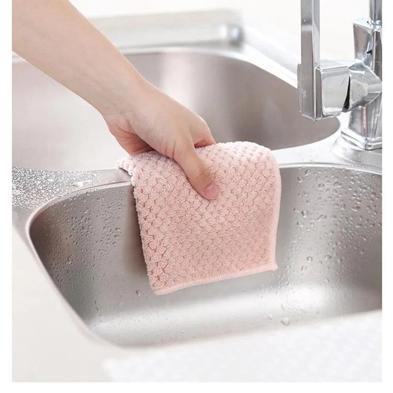 1 шт. коралловый ворс утолщение микрофибры Двойной мыть полотенце воды абсорбент