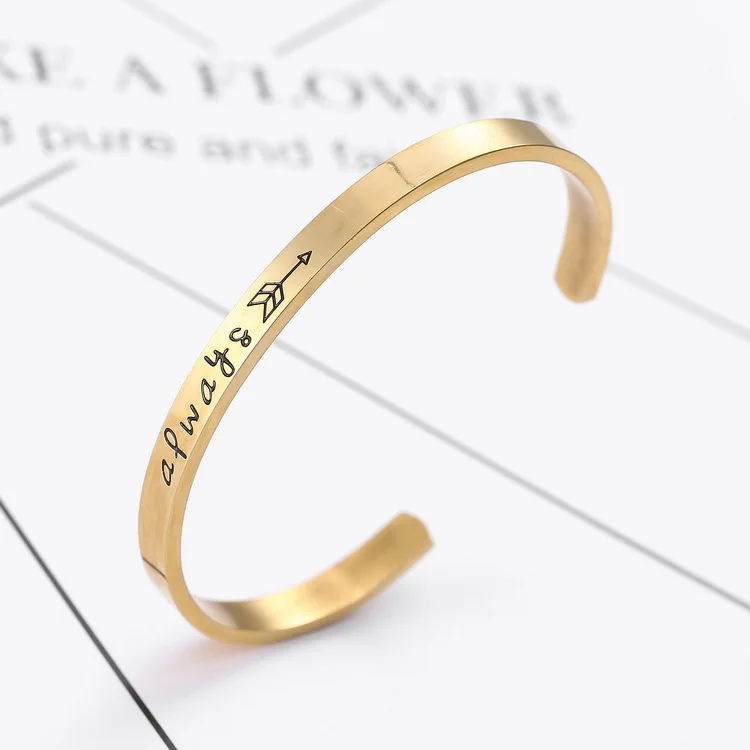 Розовое золото нержавеющая сталь мантра браслет вдохновение тисненым на