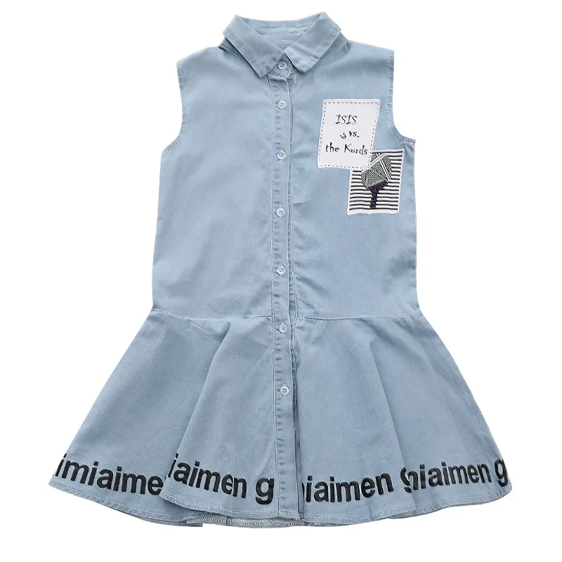New 2018 Girls Denim Dress Summer Casual Jeans Big Clothing Short Sleeve Teenager 3-13Y BC248 | Детская одежда и обувь