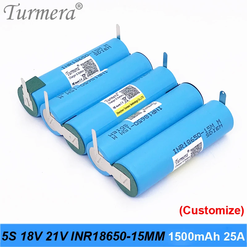 

NEW 3S 12.6V 4S 16.8V 5S 18V Battery Pack INR18650-15MM 1500mah 25A Discharge Current for shura screwdriver battery (customize)