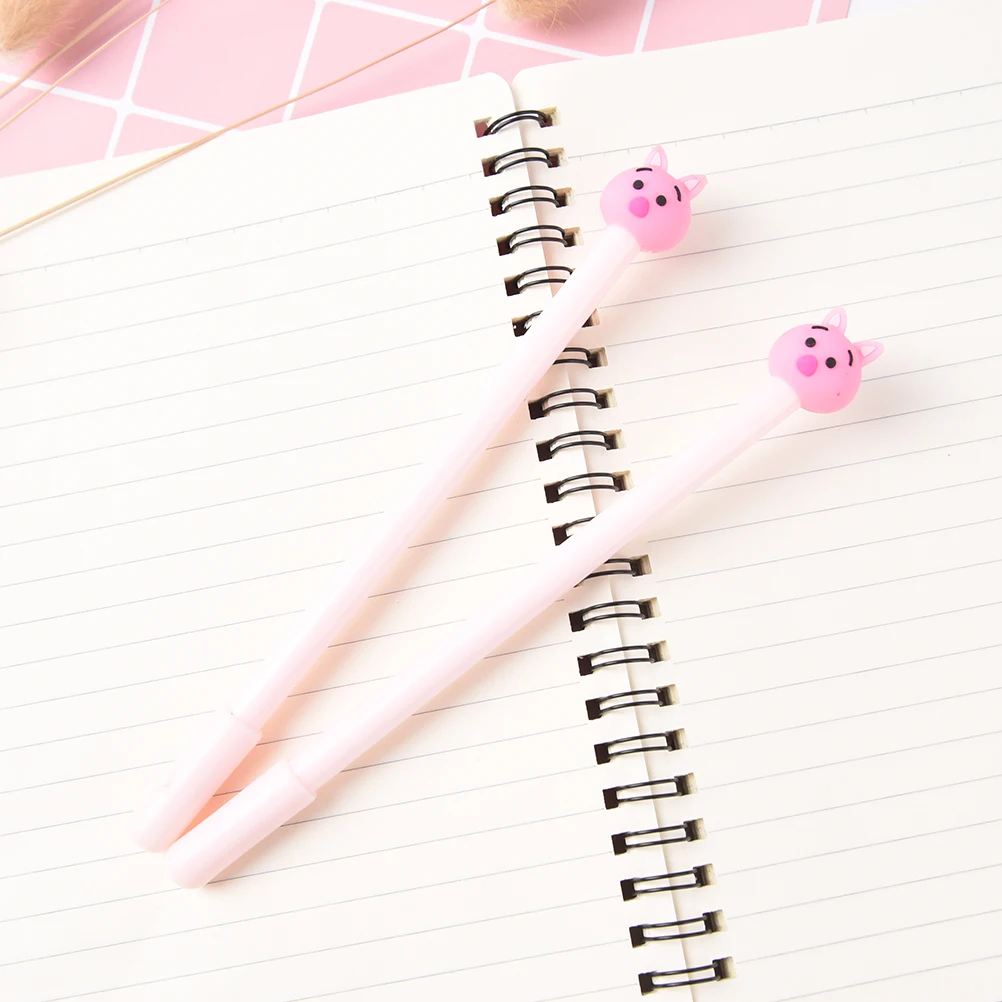 

2 Pcs High quality Pens Cartoon Pink Pig Gel Ink Pen Stationery School Office Plastic Material Writing Tools Supplies
