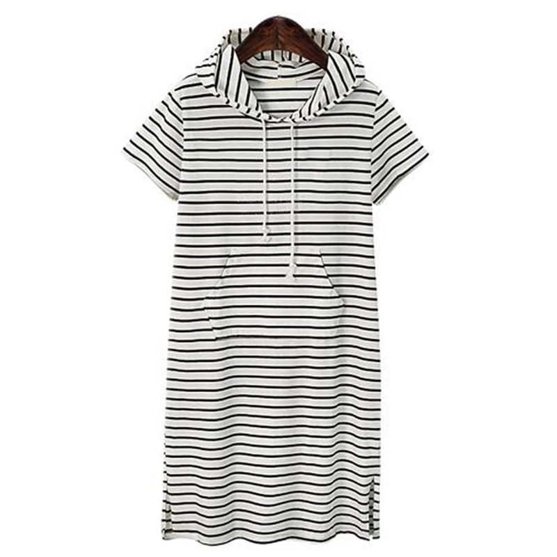 Trytree 2019 осеннее летнее платье женское Повседневное с капюшоном мини Полосатое