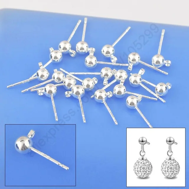 100PCS Lot Wholesale Fine Accessories 925 Sterling Silver   Stud Earring Ear Pin 3MM Ball Beads Stud Earrings Wholesale