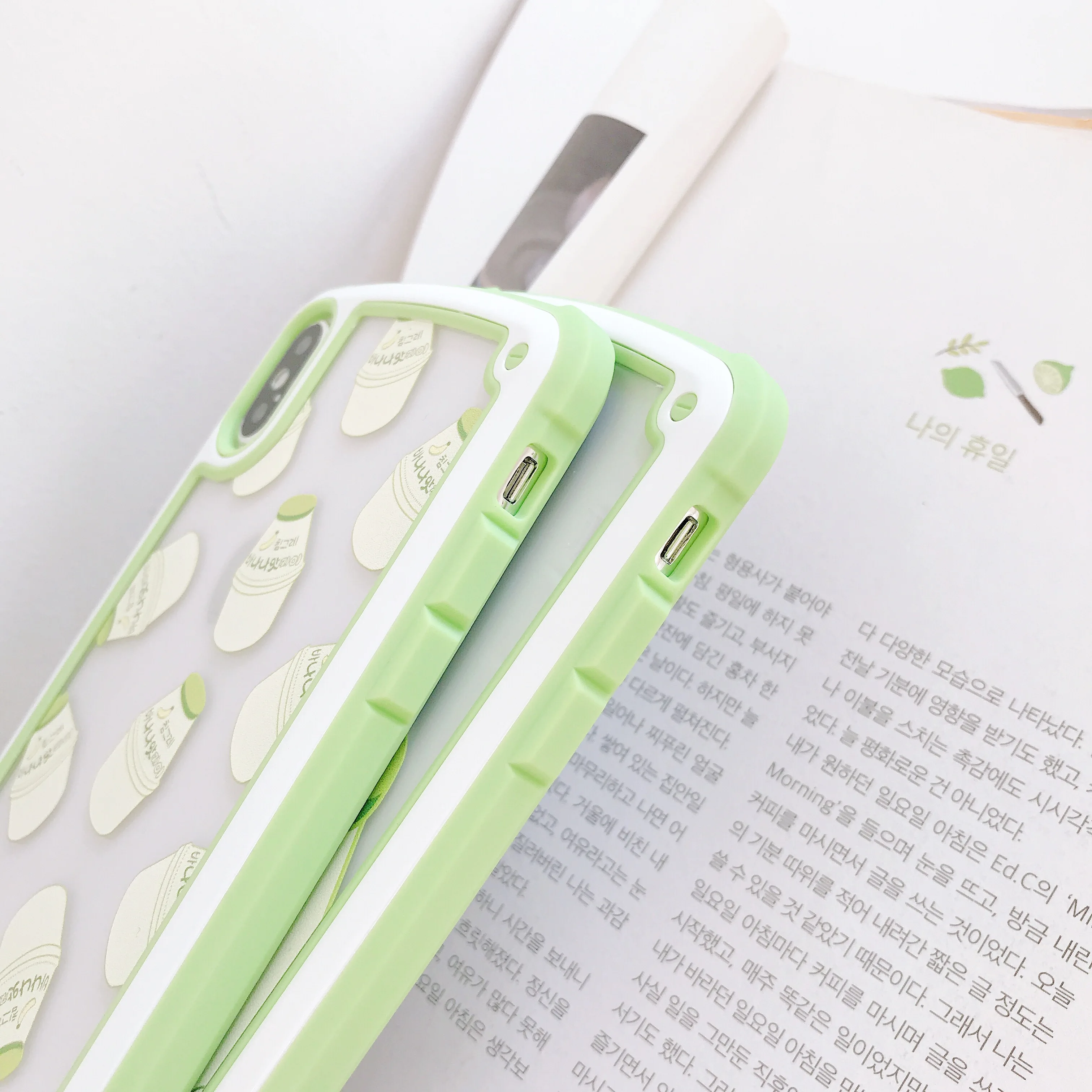 Case For iPhone Xr X Xs Max Cover Korean Lovely Banana Milk Transparent Shockproof Hybrid Cases 8 7 Plus 6S | Мобильные телефоны и