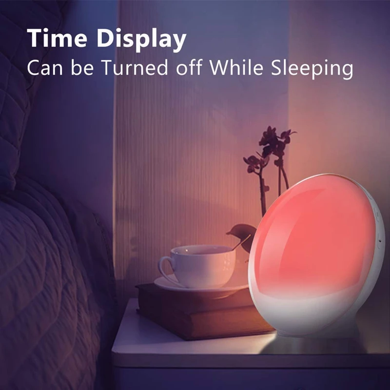 Wake-Up Light, Lbell Alarm Clock, 8 цветов, функция моделирования и помощи для сна, двойной будильник с fm-радио, 7 натуральный