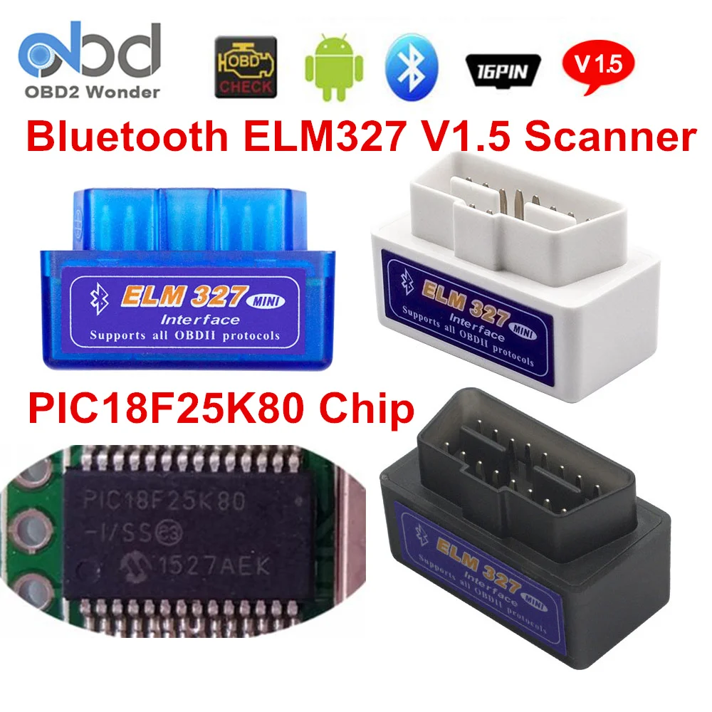 10 шт./лот Bluetooth ELM327 V1.5 PIC18F25K80 ELM 327 1 5 OBD2 читатель кода Поддержка Все OBDII протокол OBD 2