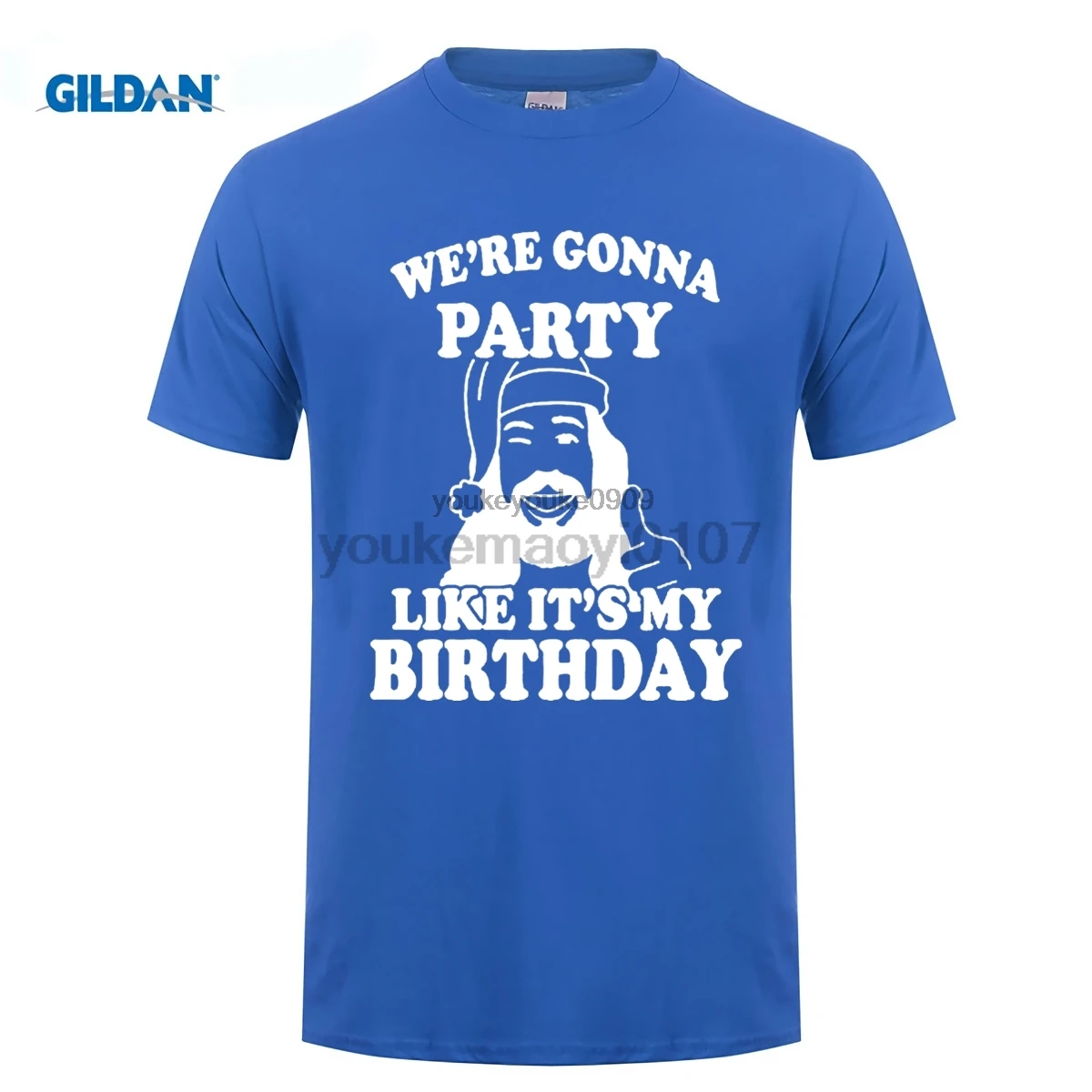 GILDAN Jesus Party Like It's My Birthday New Funny Christmas Costume Santa T-Shirt Print T Shirt | Мужская одежда