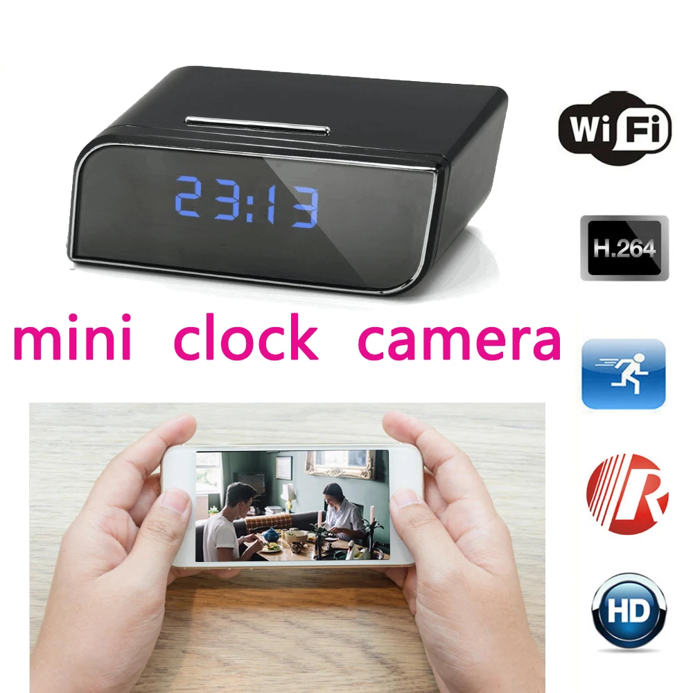 1080P WIFI мини камера Будильник Время беспроводной Няня часы P2P безопасности