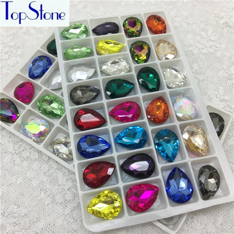 Смешанные цвета стеклянный кристалл в форме слезы заостренные с обратной