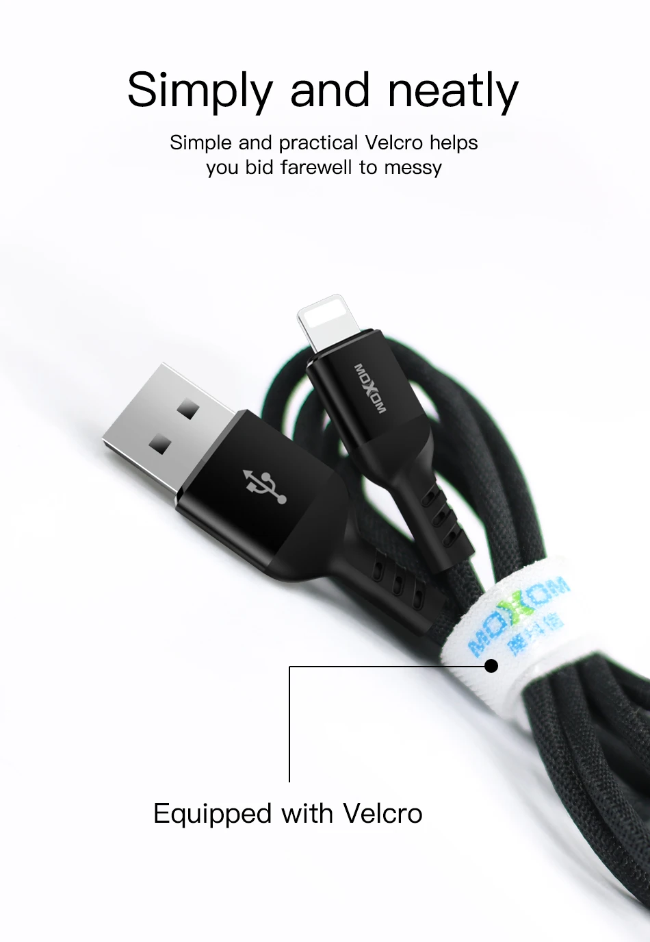Usb-кабель MOXOM для осветительного кабеля 2.1A быстрое зарядное устройство зарядный кабель для iPhone 5S X 8 7 6s 5 se для iPhone кабель для iPad