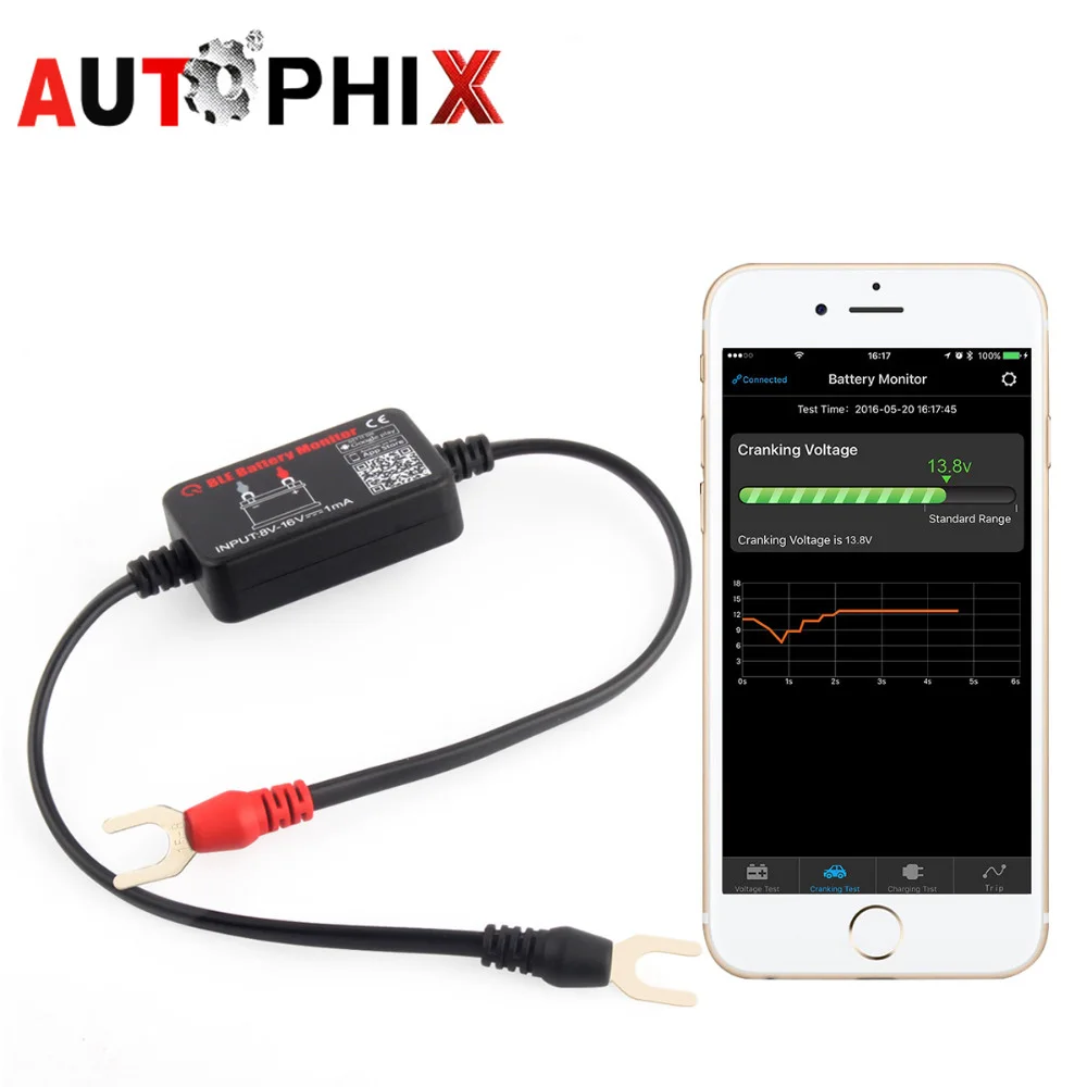 Тестер для мониторинга аккумуляторов автомобиля Bluetooth 4 0 12 В диагностический