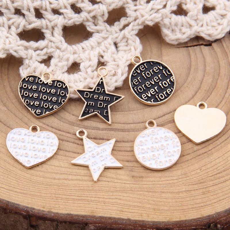

100pcs 15*15mm forever dream love letter drop oil alloy jewelry accessories