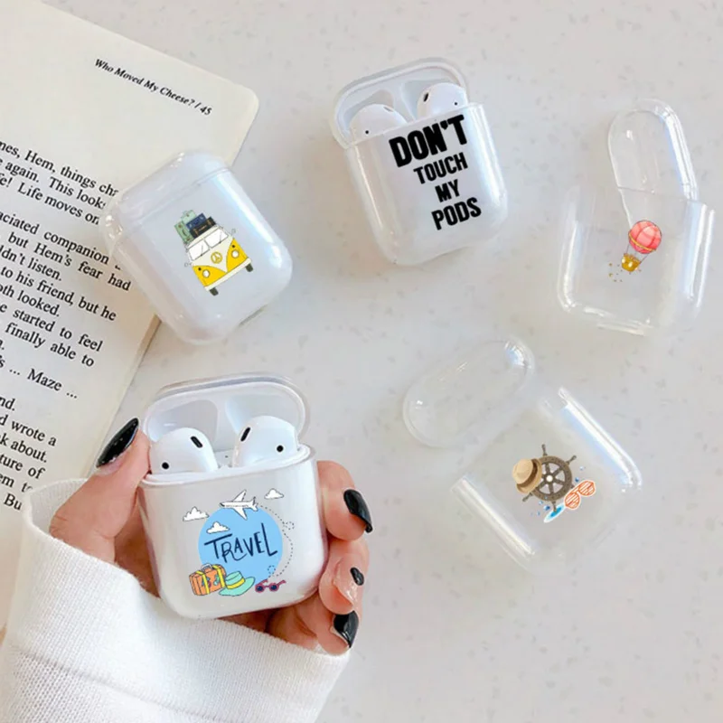 Милый чехол для Apple airpods с мультяшным рисунком прозрачный наушников Bluetooth Airpods 1 2