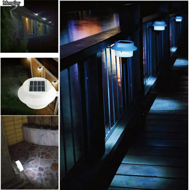 1x3 светодиода с датчиком освещения питанием от солнечной батареи забор солнечные