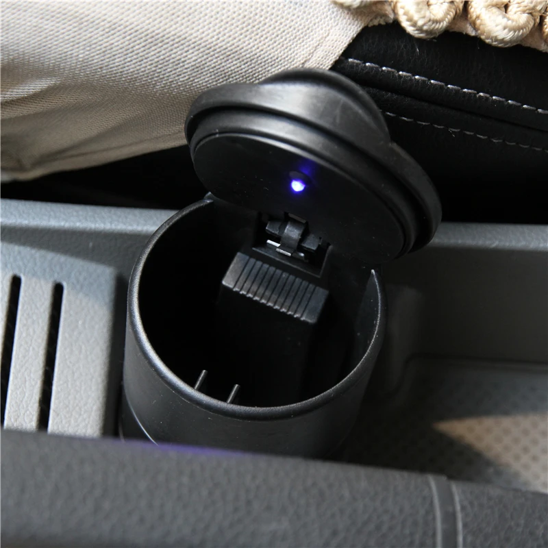 GSPSCN Durable Portable Black Car Ashtray For Interiors Frame Set Dolly Travel Cigarette Ash Holder LED Lamp | Автомобили и