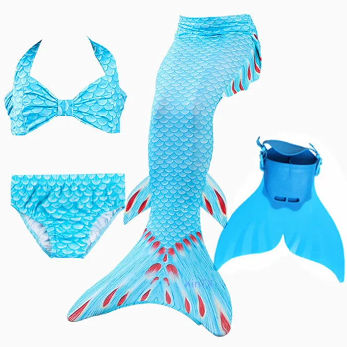 4pcs as picture show Новинка! Детский Костюм Русалки с монофином для девочек, купальный костюм русалки с хвостом русалки для девочек - Цвет: 4pcs as picture show