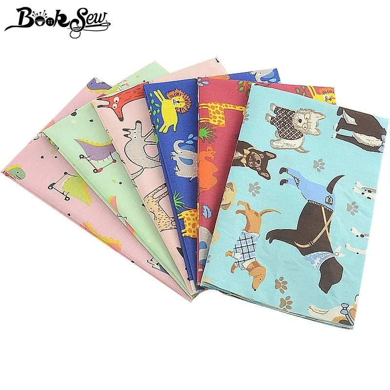 Booksew 100% хлопчатобумажная ткань 6 шт. 40x50 см мультяшный дизайн стежка Telas Подушка