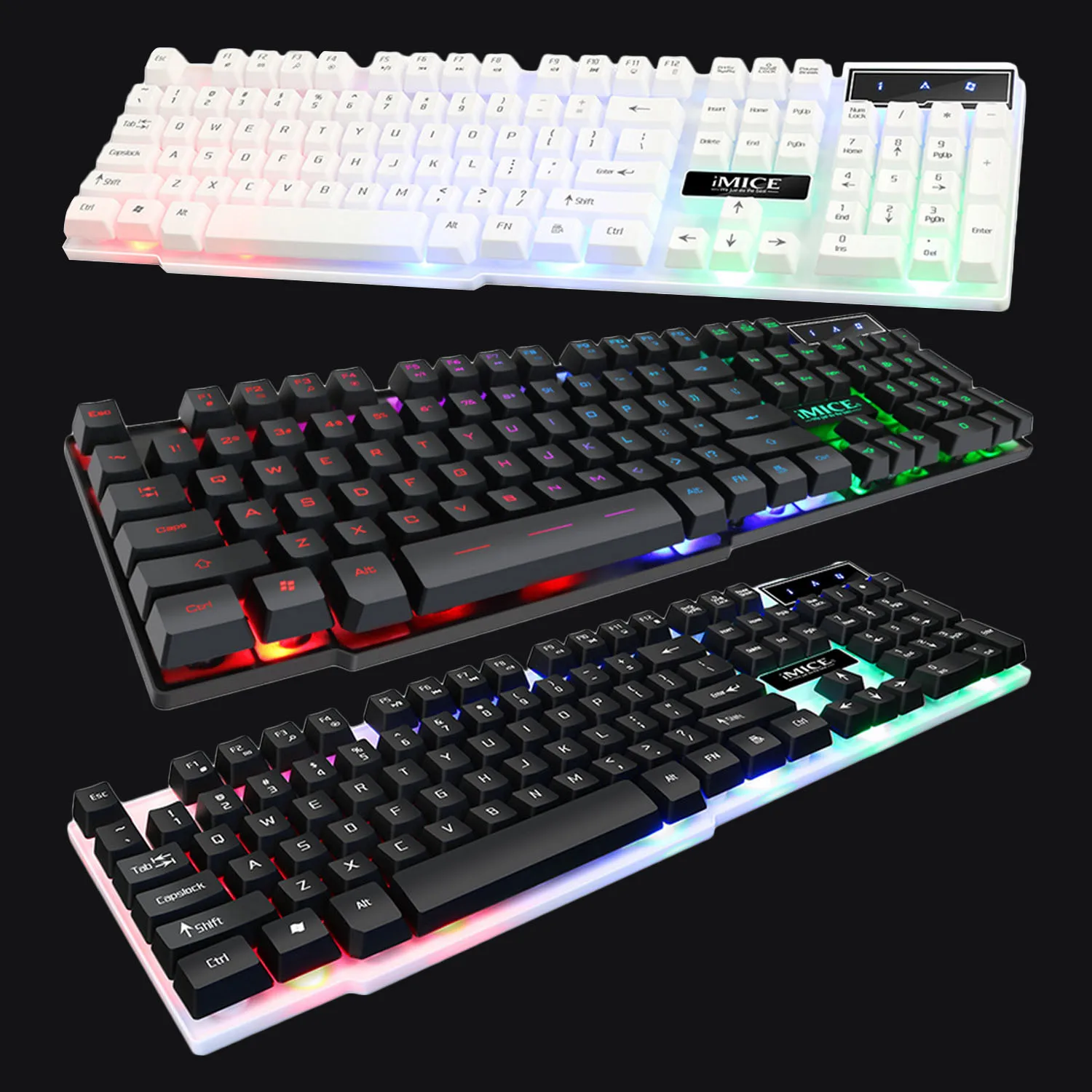 USB клавиатура Vococal игровая с RGB подсветкой защитой от фиктивных