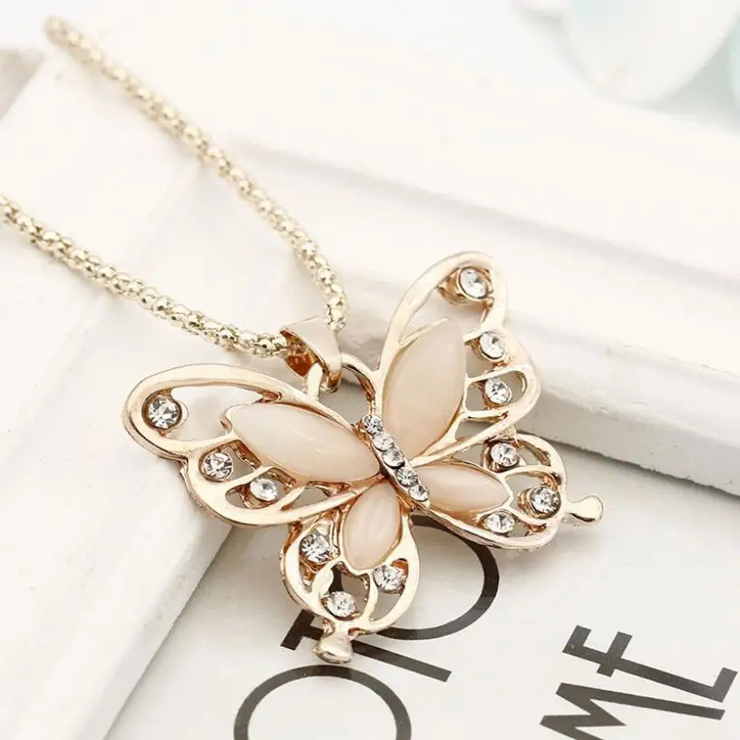Женское Ожерелье-чокер ожерелье-бабочка из розового золота с опаловым узором |