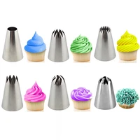 large 6pcsset cream pastry tips stainless steel diy cupcake icing piping nozzles cake fondant decorating tools