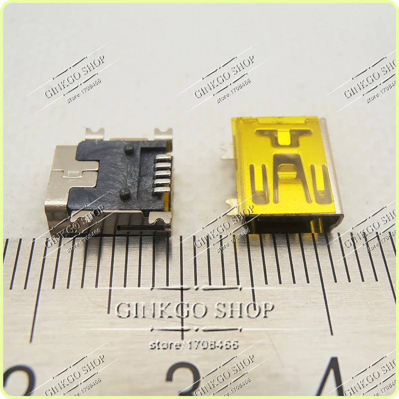 50 шт./лот для общего использования медный мини usb разъем зарядки женский sockect 5P 4SMT