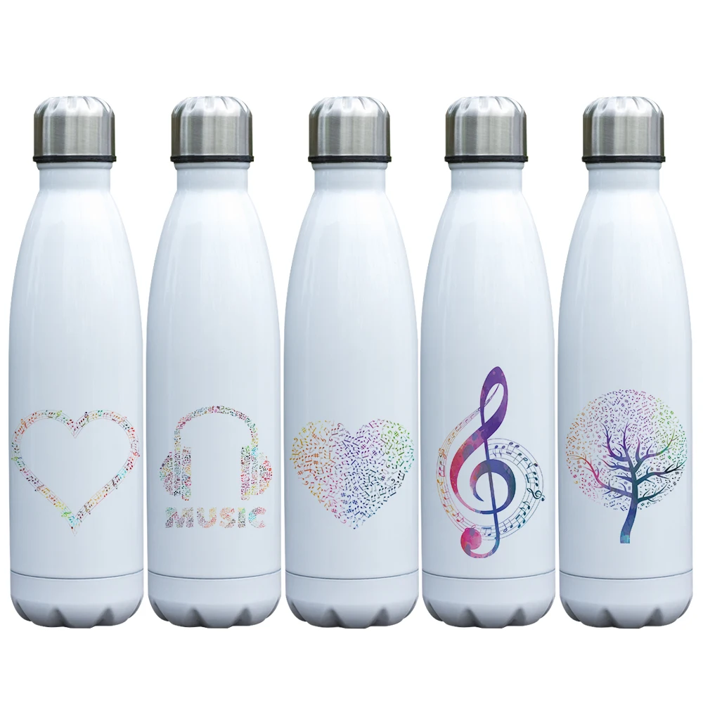 

Крутой дизайн Музыкальный Элемент печать Изолированная чашка термос Бутылка для путешествий Спорт Нержавеющая сталь Вакуумная бутылка дв...