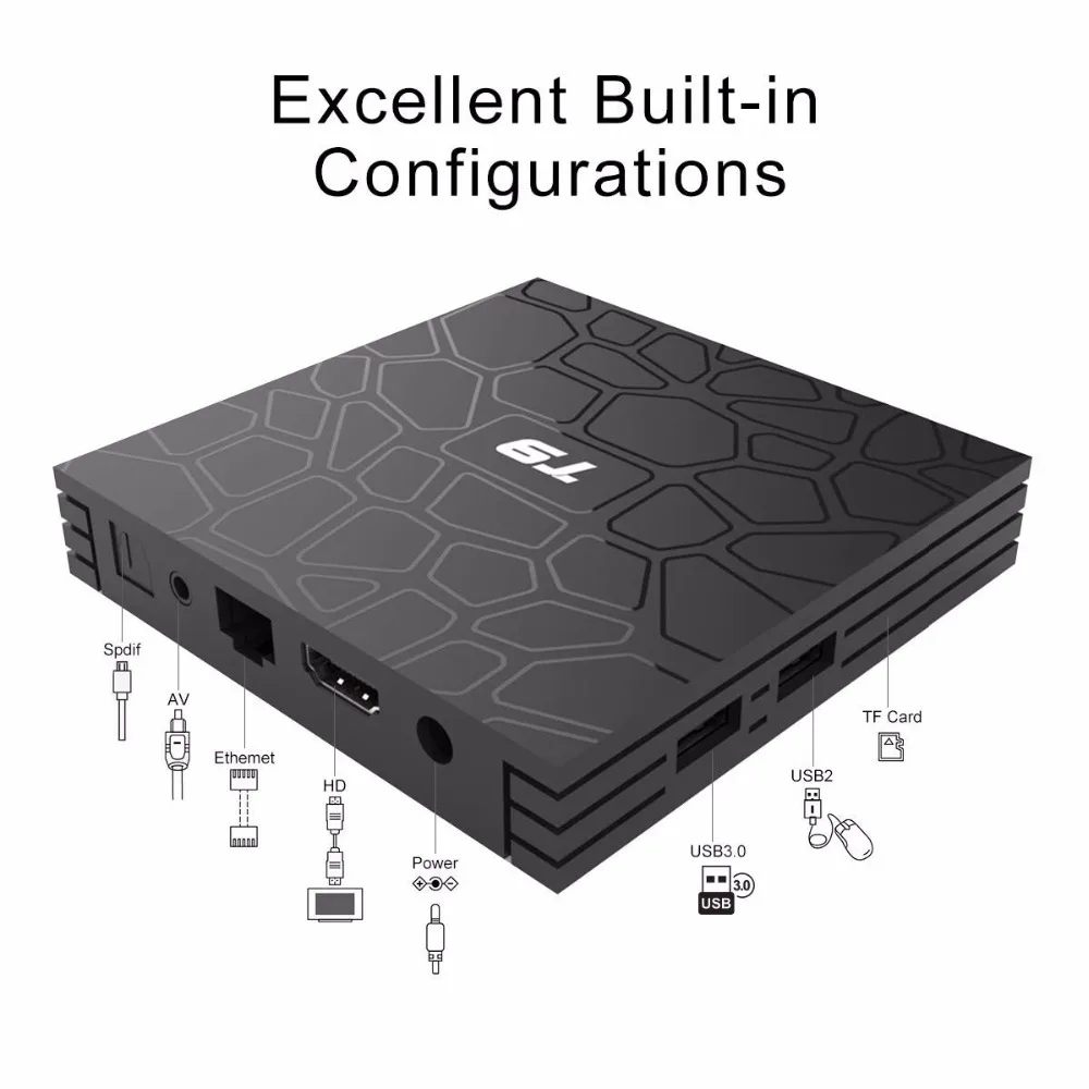 2018 T9 4 Гб 64 RK3328 четырехъядерный Smart Android 8 1 TV BOX Bluetooth4.0 H2.65 4K 2 ГГц/5 ГГц WIFI