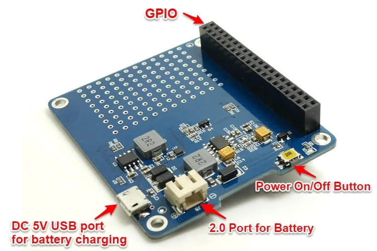 UGEEK UPS шляпа с батареей для Pi 3 Модель B/3B+/3A+/2B/Raspberry 4 | Pi адаптер батареи | источник питания | Зарядка во время работы Pi