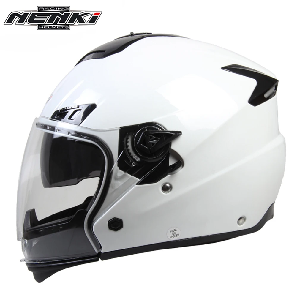 White NENKI мотоциклетный гоночный шлем Capacetes De Motociclista мотоциклетные винтажные шлемы с двойным объективом Открытый мотоциклетный шлем - Цвет: White