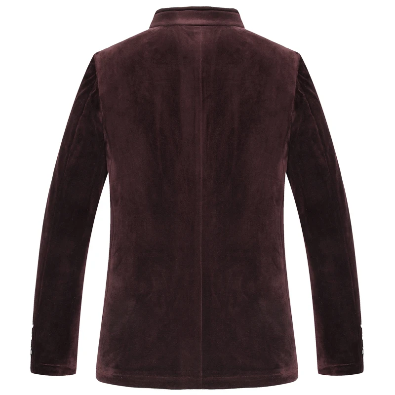 Fall Spring Fashion Men Wine Red Navy Single Breasted Slim Fit Velvet Blazer Coat Man Male 4xl 3xl Stand Collar Velour Blazers | Мужская
