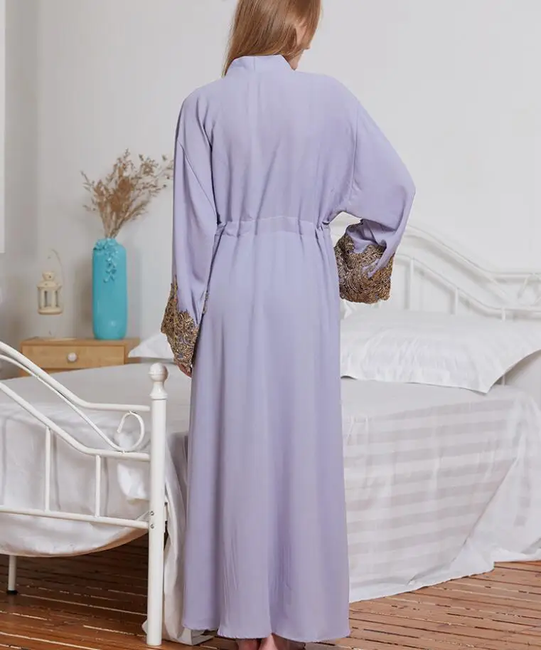 2018 Elegant Women's Embroidery bat Sleeve Muslim Dress fashion Lace Drilling Islamic Clothing Hijab Abaya a1054 | Тематическая