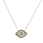 Новый дизайн 2019, корейская мода, кулон с цирконом и сглаза, блестящее кристаллическое волшебное колье, милое женское ювелирное изделие для девушек