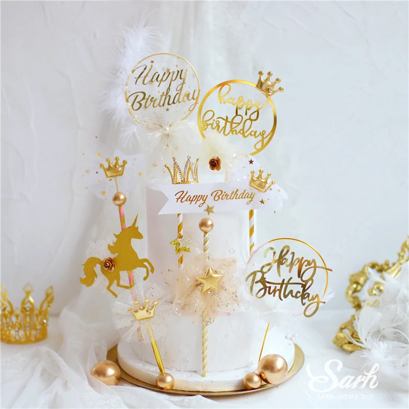 

Straw Trojan Shiny Mesh Star Crown Cake Toppers Feather Diamond Wedding Decoration for Birthday Party Baking Supplies Sweet Gift