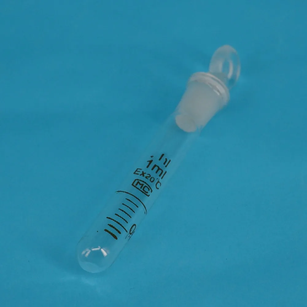 

1ml Graduated Line Lab Clear Glass Test Tube Round Bottom with Stopper Glassware
