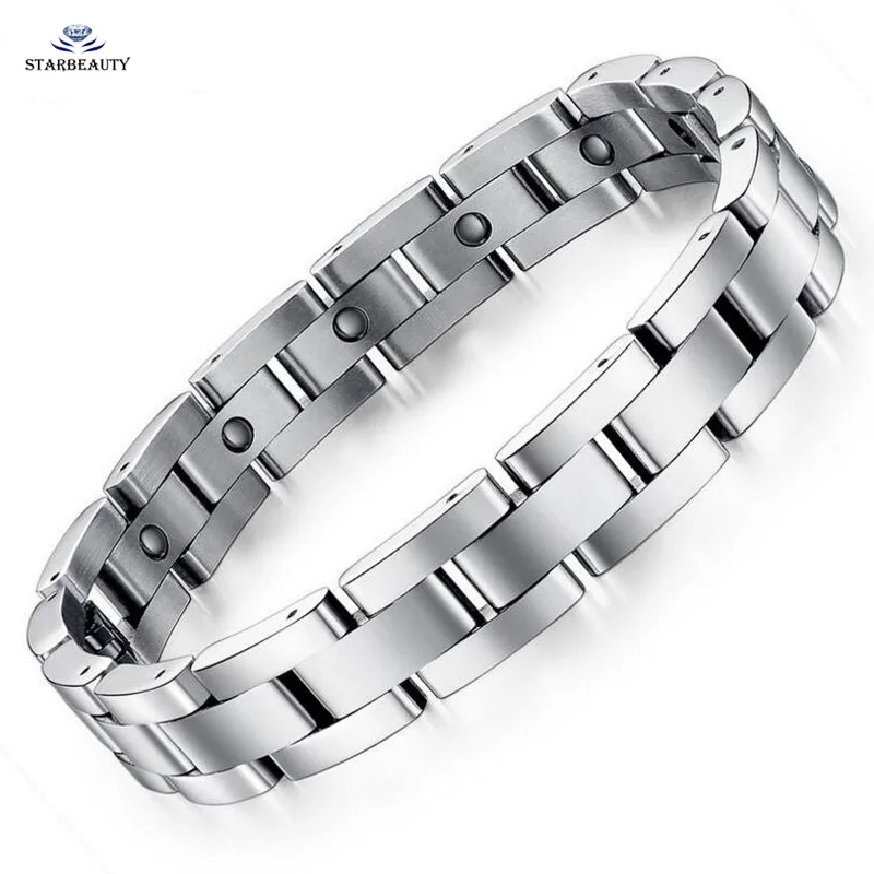 Мужской браслет из нержавеющей стали 15 магнитных камней|bracelet male|men's stainless steel