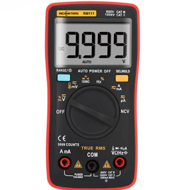 RM111(Temperature) RM111 Автоматический диапазон 9999 отсчетов NCV True-RMS Цифровой мультиметр 100 м ом задний светильник для AC/DC Напряжение Амперметр ток - Цвет: RM111(Temperature)