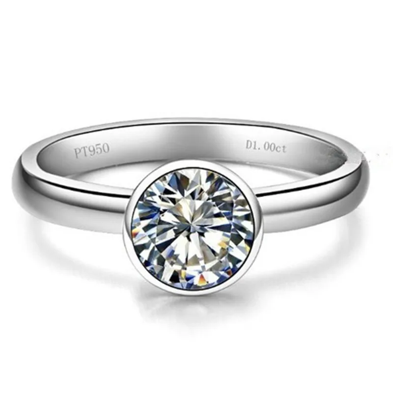 

14K Jewelry AU585 White Gold 1CT Round Excellent Brilliant Diamond Engagement Ring