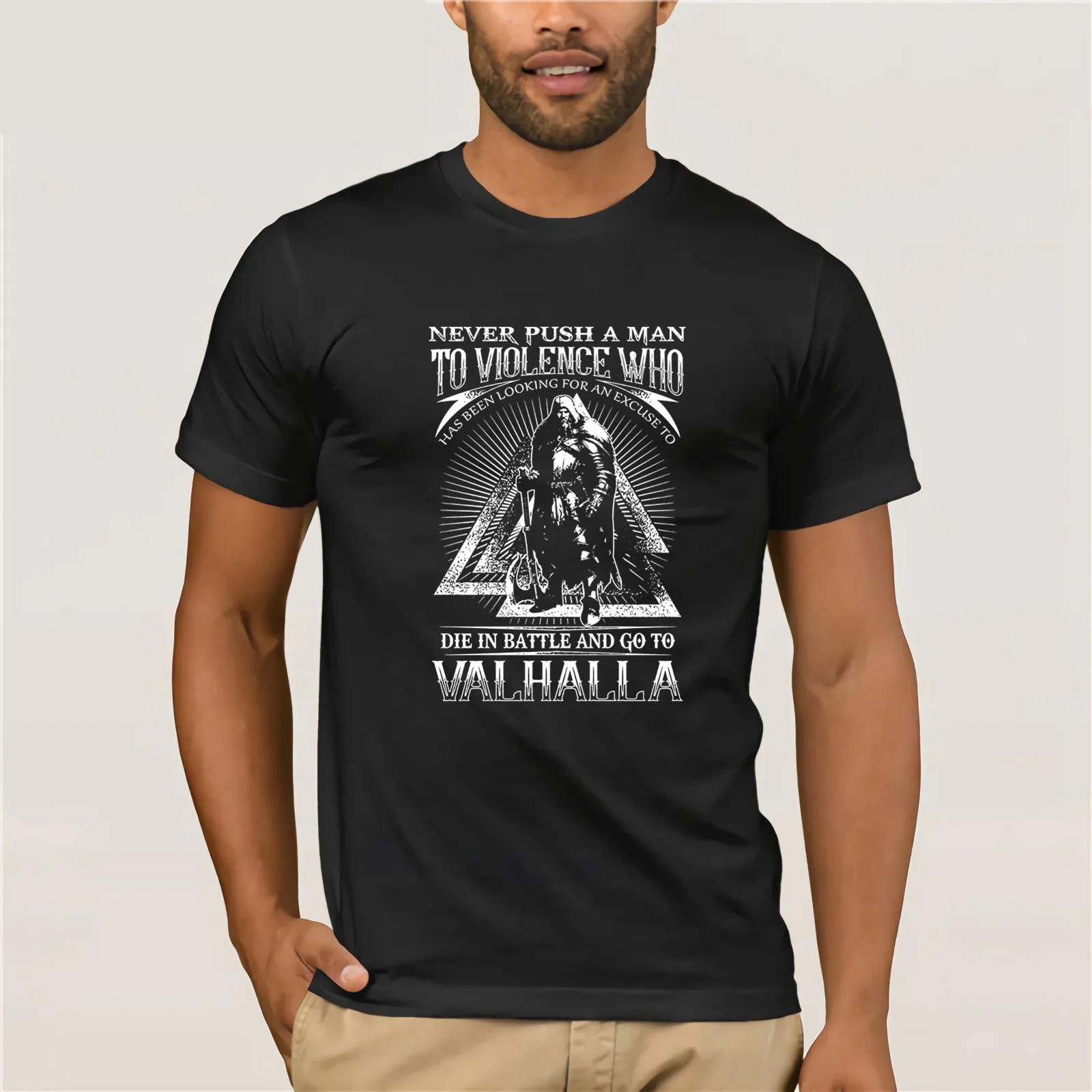 Брендовая Хлопковая мужская одежда облегающая футболка Viking Valhalla модная