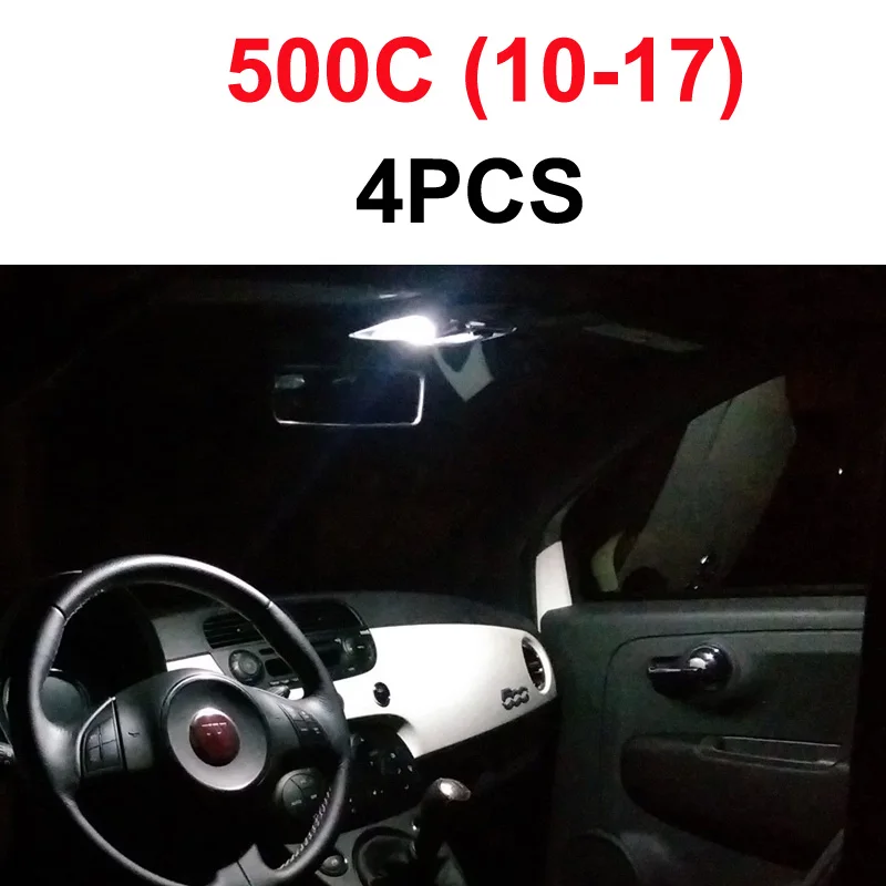 10-17 500C (4PCS) Pefect Xenon Белый без ошибок Автомобильный светодиодный светильник Интерьер внутри купольный свет комплект для 2007- Fiat 500 500L 500X 500E 500C лампа для чтения - Испускаемый цвет: 10-17 500C (4PCS)