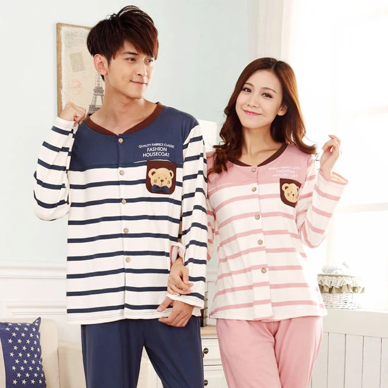 Couples Pajamas cotton plus velvet warm long - sleeved suit casual relaxed home service nightclothes free shipping | Женская одежда