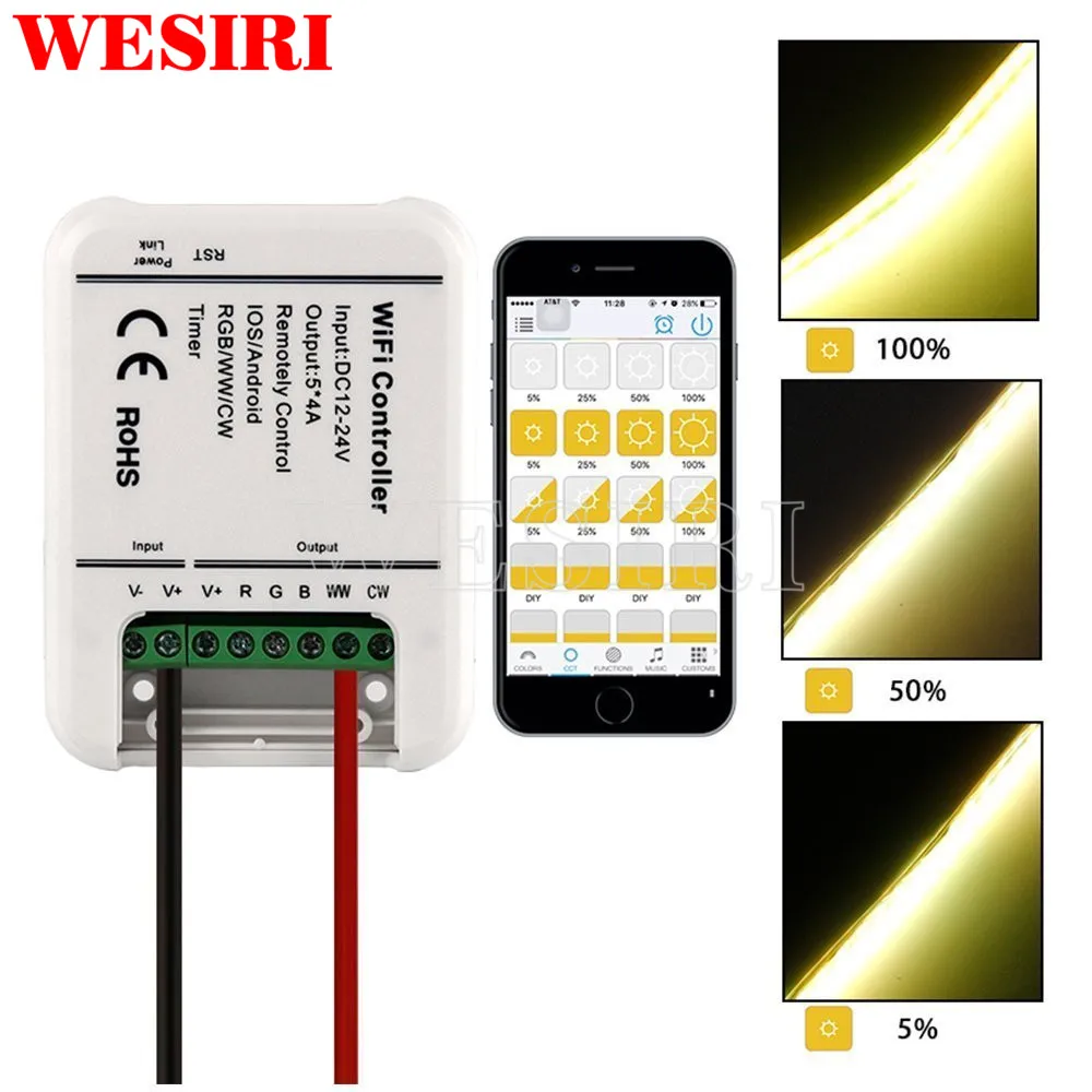 Умный WiFi светодиодный контроллер 5 каналов управления 4A 5CH CW/WW RGB RGBW RGBWW таймер со