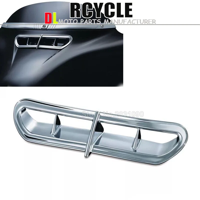 

RPMMOTOR 1 Piece Chrome Motorcycle Silver Fairing Vent Air Duct Bezel For Harley 2014-2015 Electra Street Tri Glide