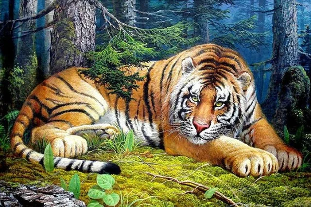 Diamond painting exquisite stitch of mosaic tiger picture home decor full square 5D diy hand made diamond embroidery | Дом и сад