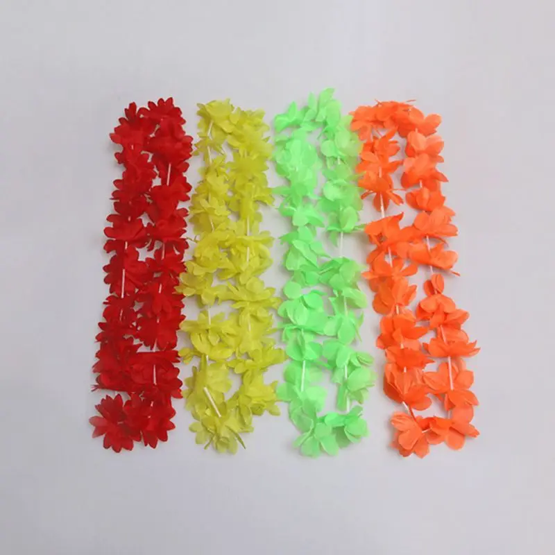 50 Counts Tropical Bright Colored Artificial Flowers Hawaiian Leis Necklace Party Favors Luau Holiday Beach Decor |